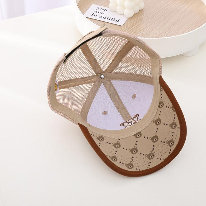 Summer Children's Gypsophila Bear Hip Hop Sunshade Mesh Cap