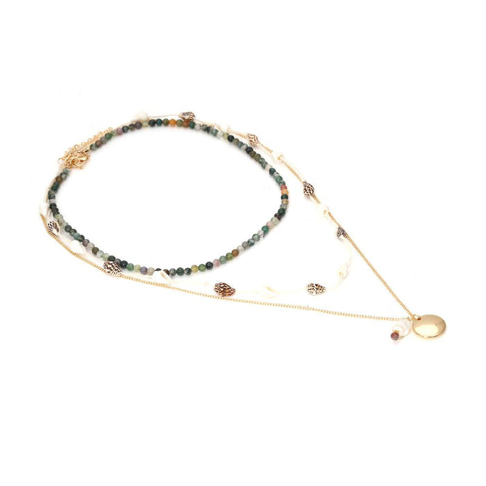 3pcs/set Hand Woven Bohemian Conch Bead Pendant Necklace