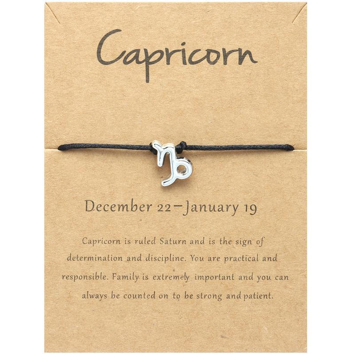 Twelve Constellations Bracelet Constellation Card Adjustable Black Rope Bracelet