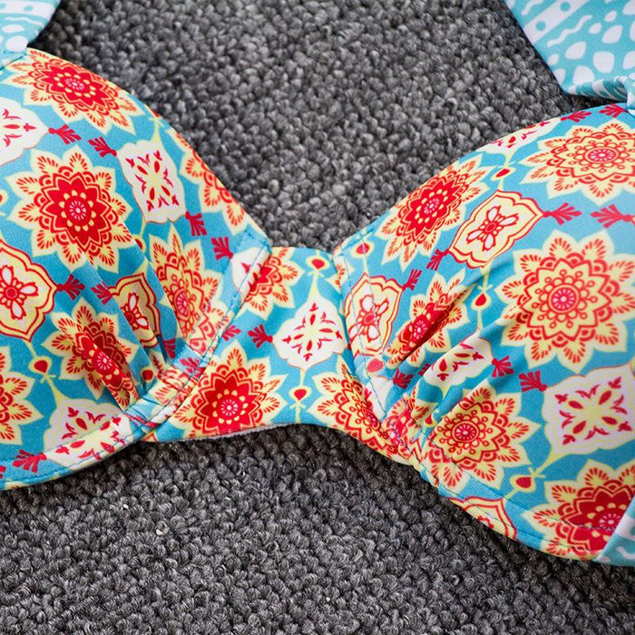 Sun's New Small Fresh Printed Split Bikini Swimsuit