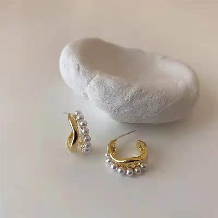 Pearl Double Wave Earrings