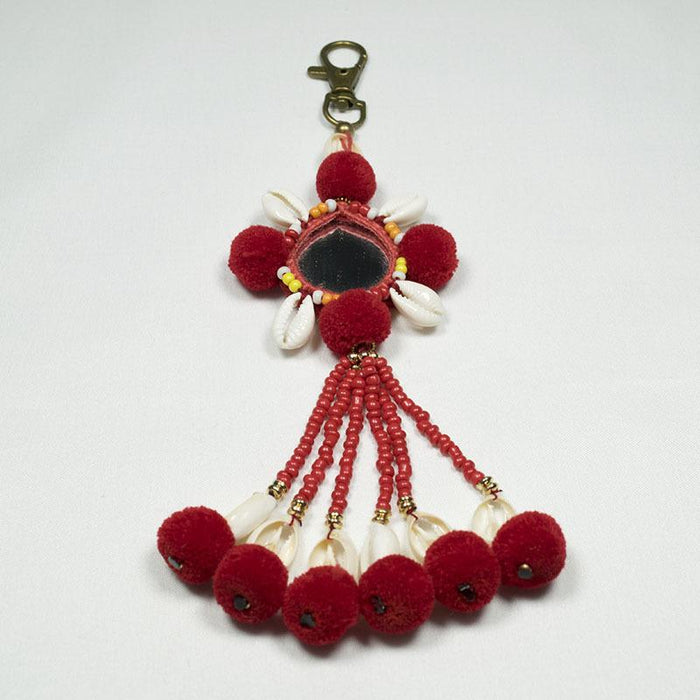 Bohemian Shell Plush Ball Bag Hanging Tassel Hand Woven Keychains