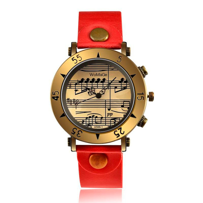 Music Style Fashion Women Leather Watches
