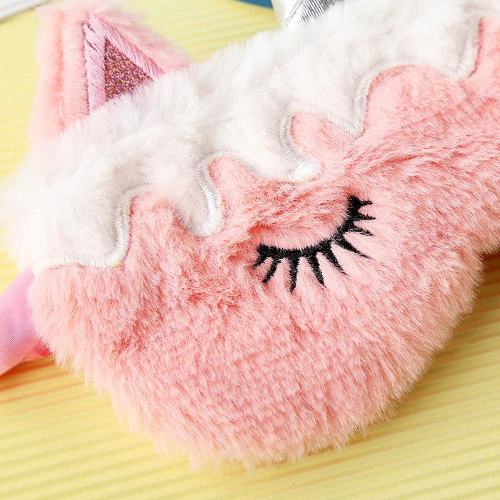 Cartoon Pink Gradient Colorful Unicorn Blindfold Eye Mask