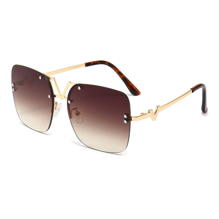 Metal square color large frame sunglasses
