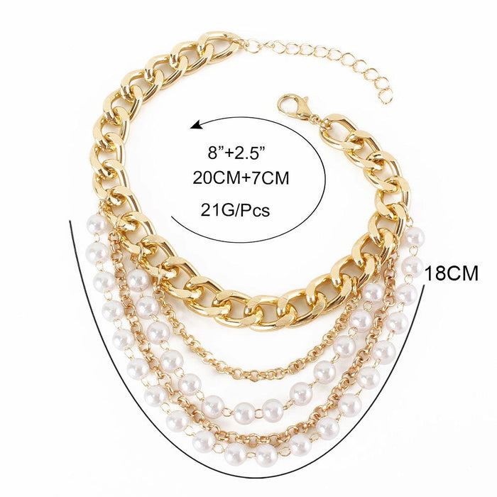 Fashion Pearl Multilayer Anklet Women's Foot Jewelry