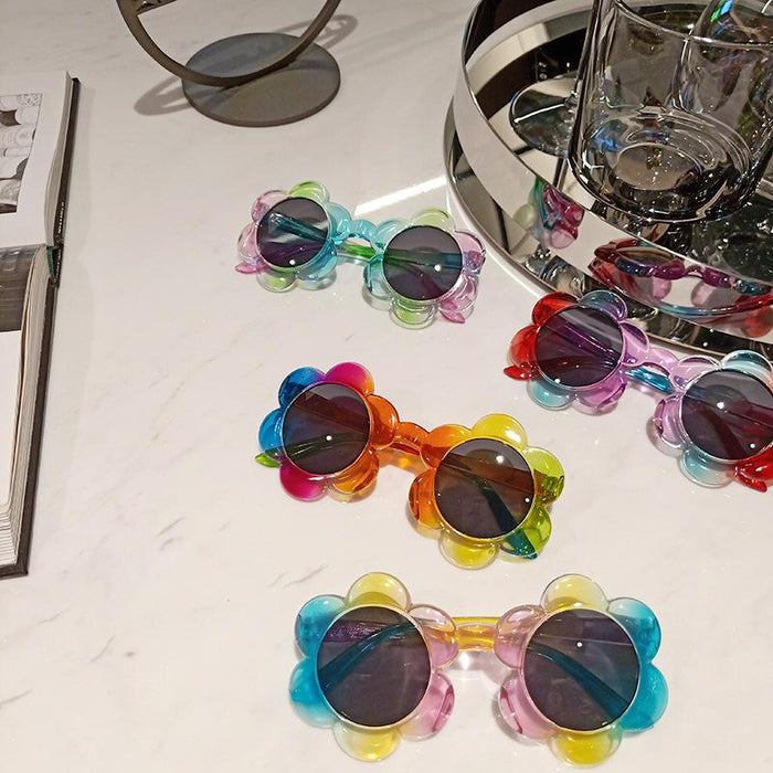 Fashionable Flower Transparent Jelly Color Children's Sunglasses