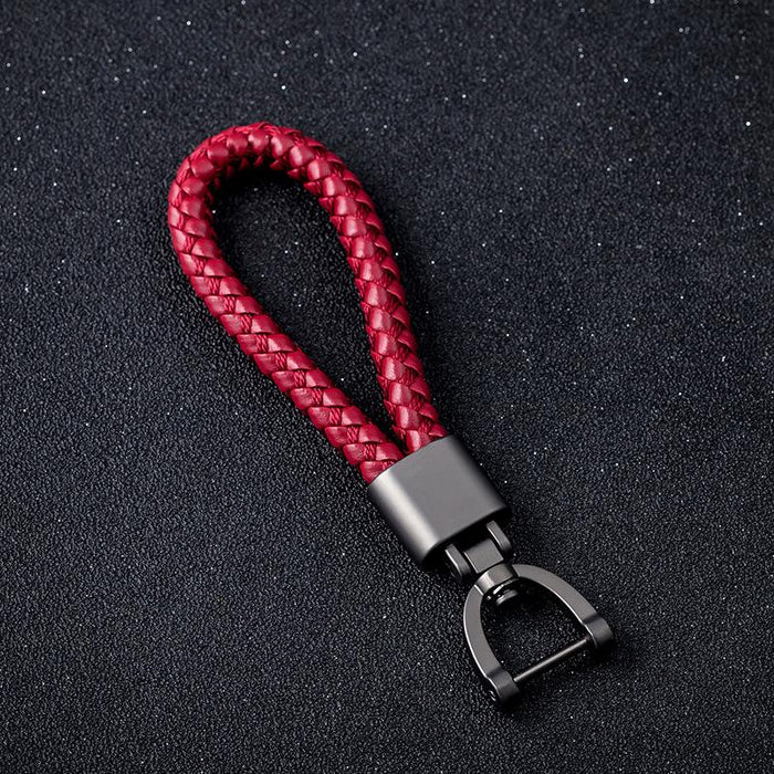 Creative Woven Leather Rope Metal Key Chain
