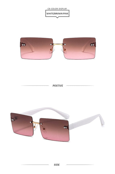 Square frameless colour candy Sunglasses