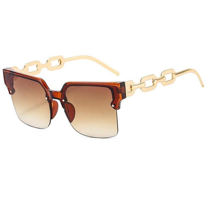 Half frame chain metal sunglasses