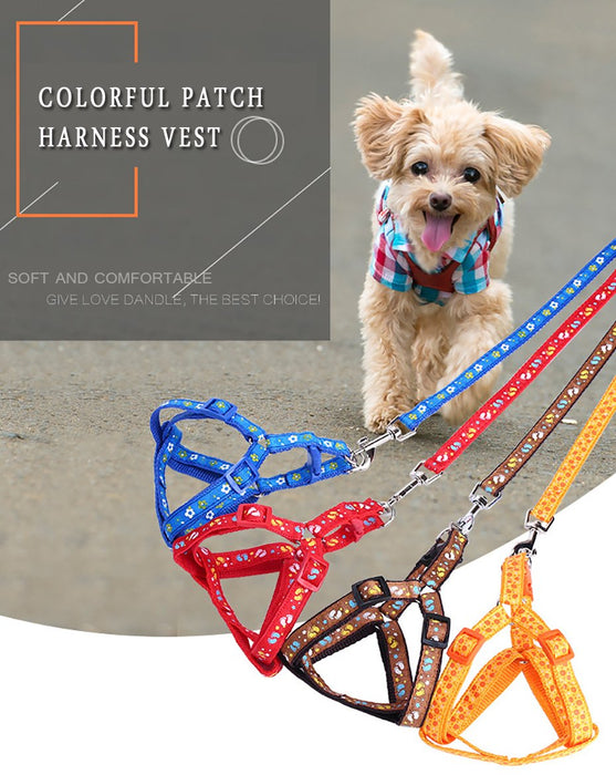 Patch Printing Dog Adjustable Nylon Harness and Leash