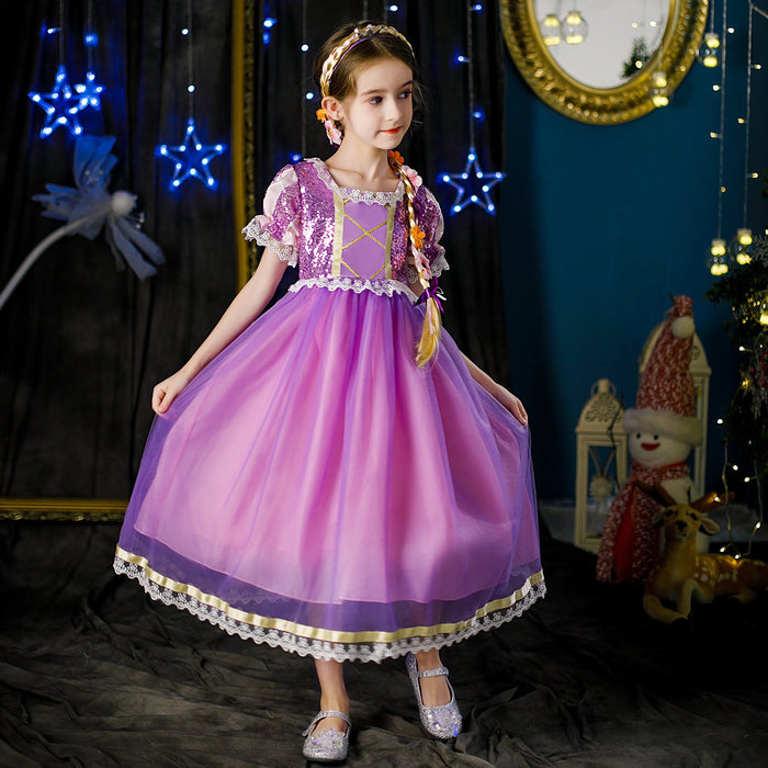 Snow white snow and ice long hair Princess Dress