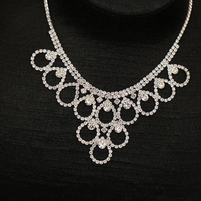 New Women's Fashion Rhinestone Necklace Earring Set