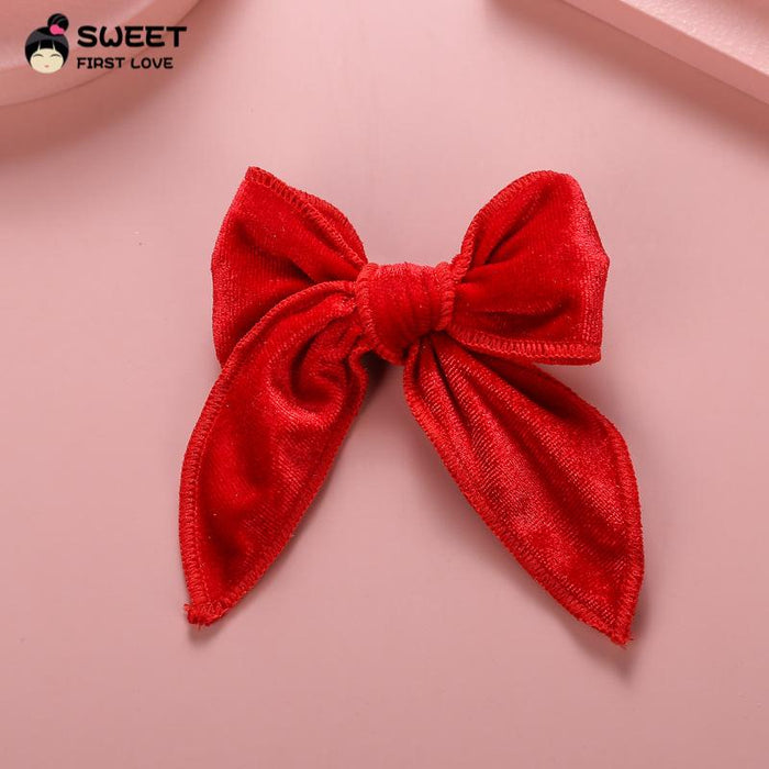 Velvet Bow Dovetail Hairpin Horsetail Clip