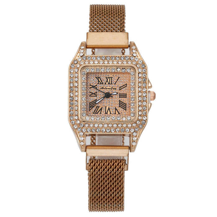 New Fashion Square Diamond Inlaid Roman Digital Pointer Temperament Watch Llz20017