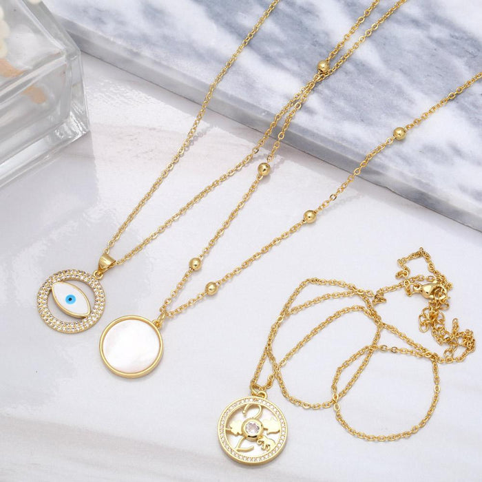 Light Luxury Retro Geometric White Shell Necklace Designed By A Small Group