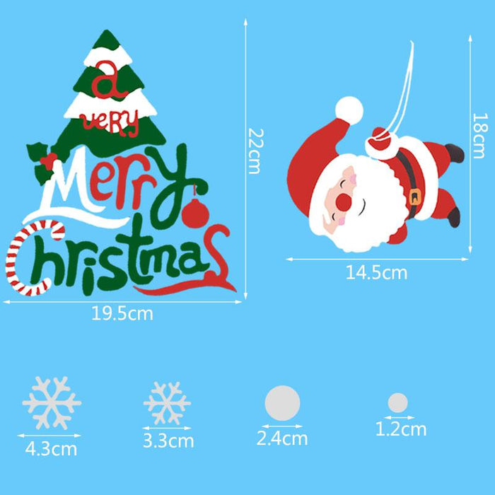 1 Sheet Merry Christmas Snowflake Snowman Window Sticker