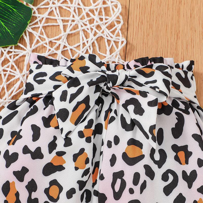 Letter waist pants leopard print three piece set