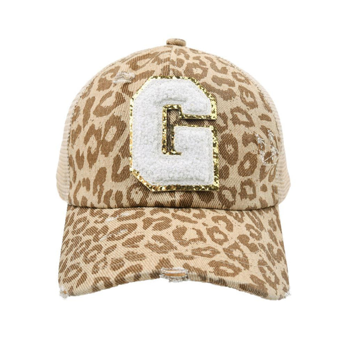 New Leopard 26 Letter Baseball Cap Sports Permeable Mesh Cap