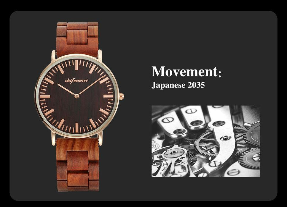 2022 New Men's Wooden Watch Ultra Thin Classic Sandalwood Watch Alloy Watch