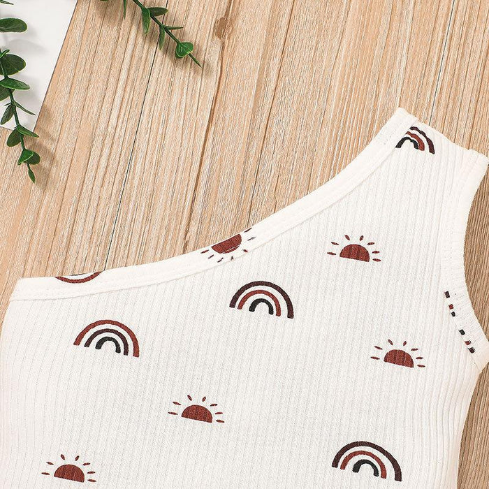 Off Shoulder Little Girl Fashion Shorts Two Piece Set