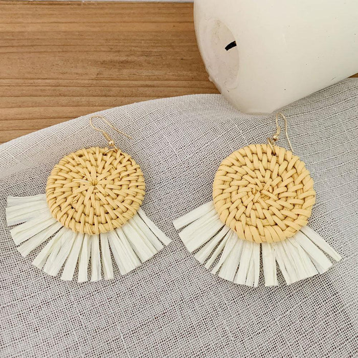 Bohemian Long Handmade Rattan Tassel Earrings