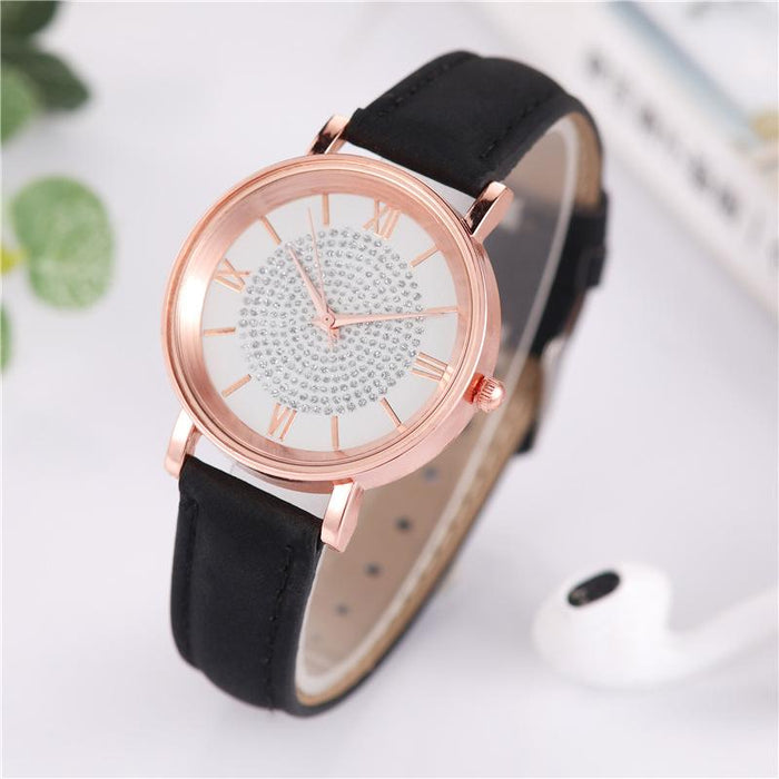 Women Watch Leather Ladies Fashion Simple Watches Quartz Starry Sky Dial Clock