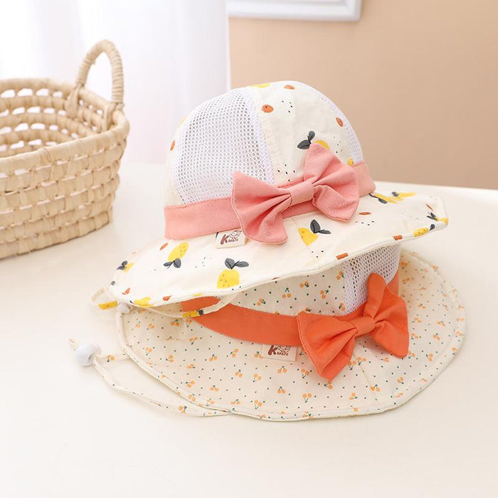 Summer Cute Bow Children's Breathable Mesh Fisherman Hat