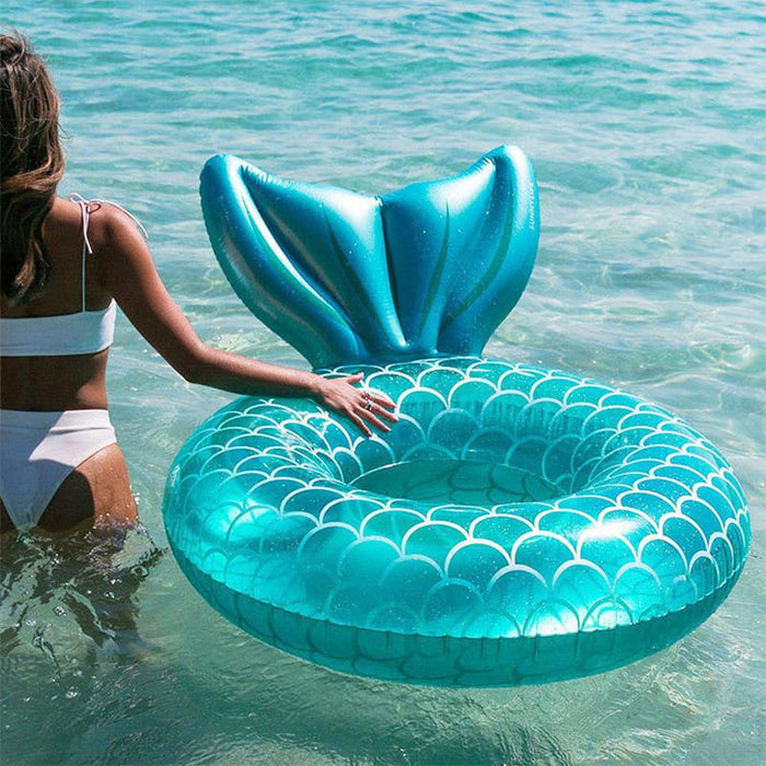 Mermaid with backrest swimming pool inflatable swimming ring