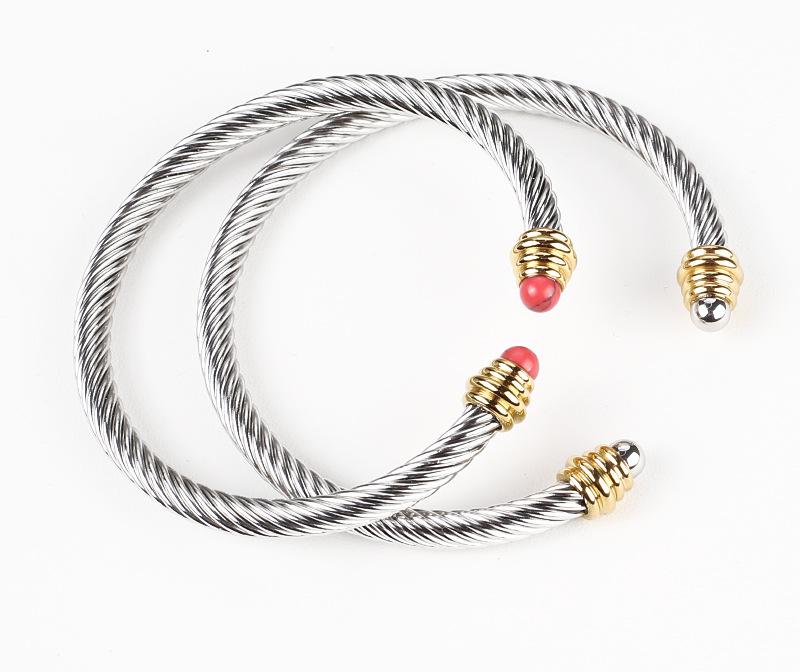 Titanium Steel Cable Bracelet Elastic Twist C Shape Bracelet Bangle
