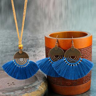 Earring + Necklace Set Handmade Tassel National Style Jewelry