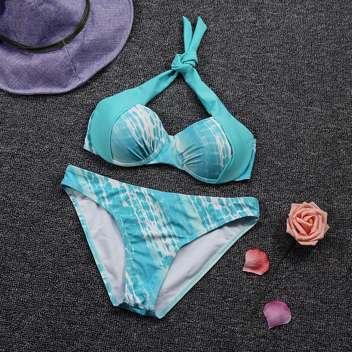 Sun's New Small Fresh Printed Split Bikini Swimsuit