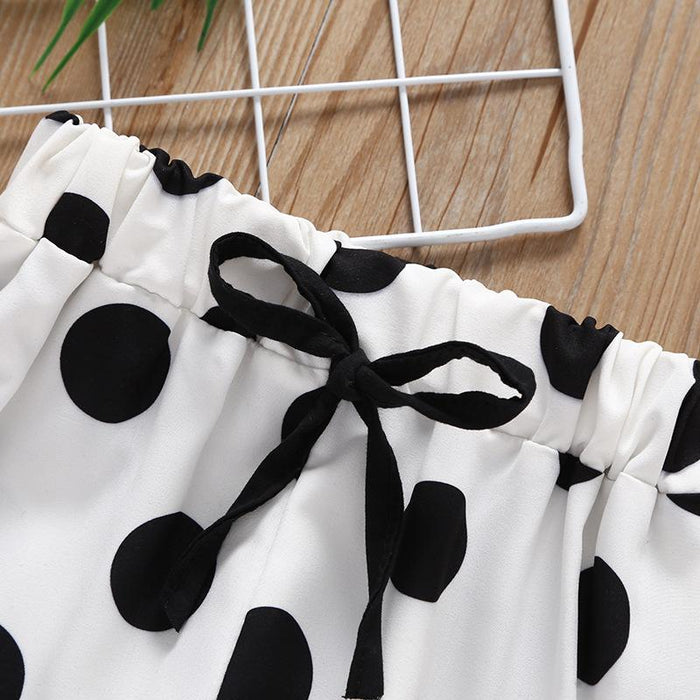 Girls' dot suspender ball Jacket Pants Set