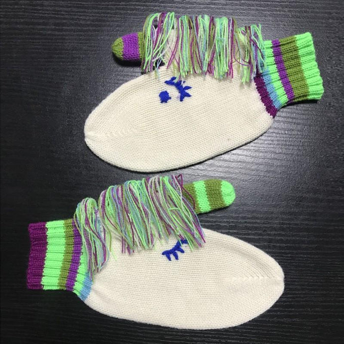 Unicorn Cartoon Winter Warm Knitted Gloves