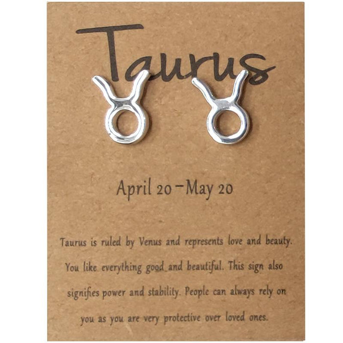 Twelve Constellations Brown Constellation Card Earrings