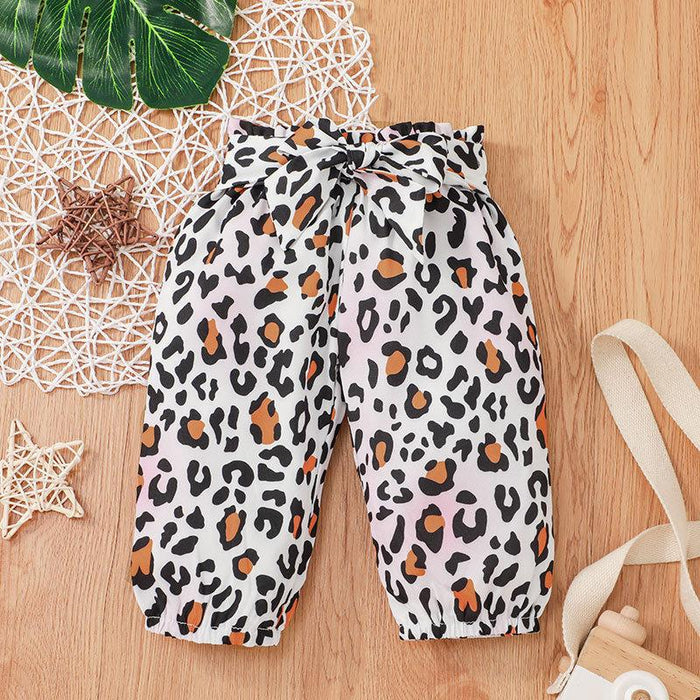 Letter waist pants leopard print three piece set