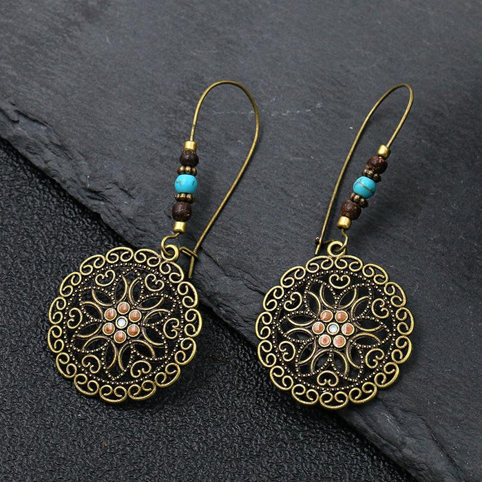 Women's Boho Vintage Bronze Metal Engraved Earrings