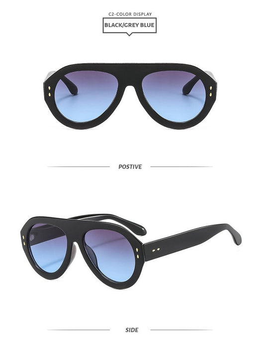 Large frame avant-garde retro toad mirror rice nail Sunglasses