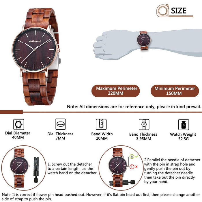 2022 New Men's Wooden Watch Ultra Thin Classic Sandalwood Watch Alloy Watch