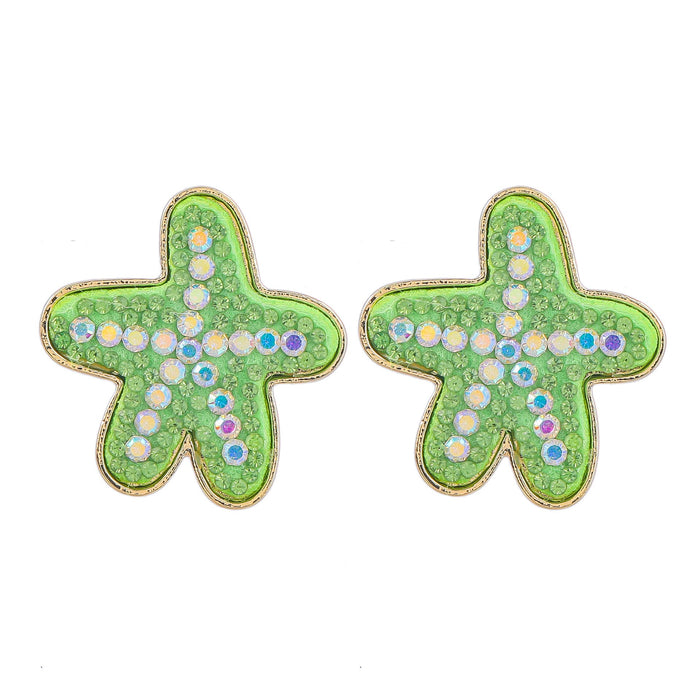 New Summer Beach Leisure Style Starfish Earrings Accessories Inlaid Rhinestone