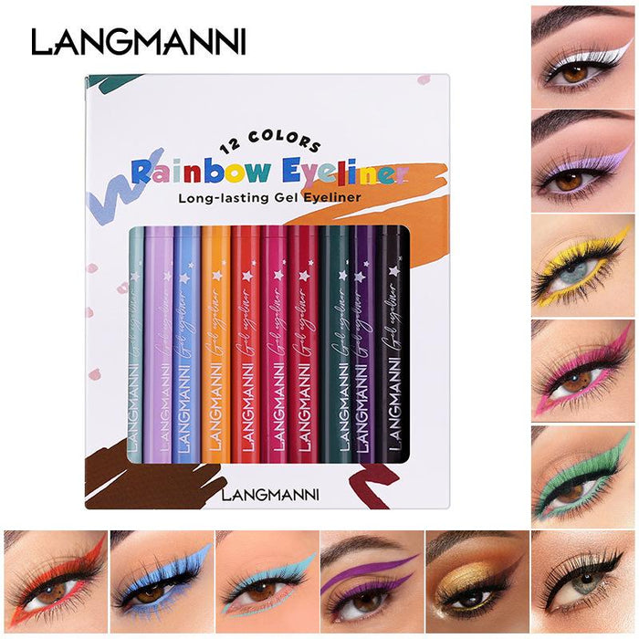 12 colour Eyeliner suit with no makeup and no matte finish.