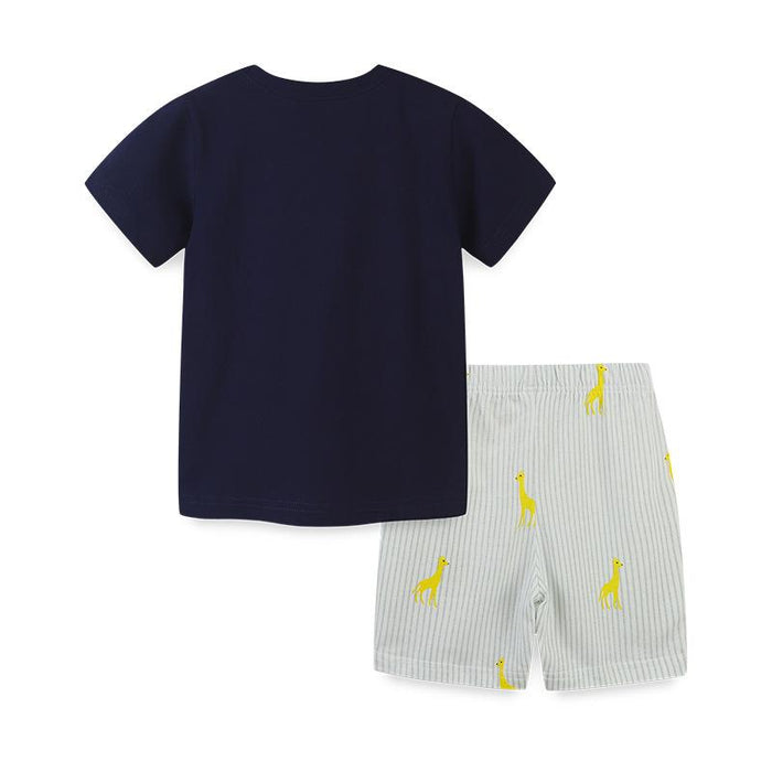 Summer Boys' suit short sleeved knitted cotton two-piece set