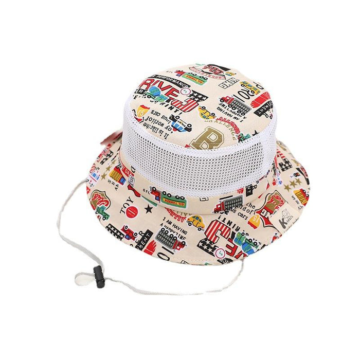 Summer Cartoon Car Print Children's Breathable Sunshade Mesh Hat