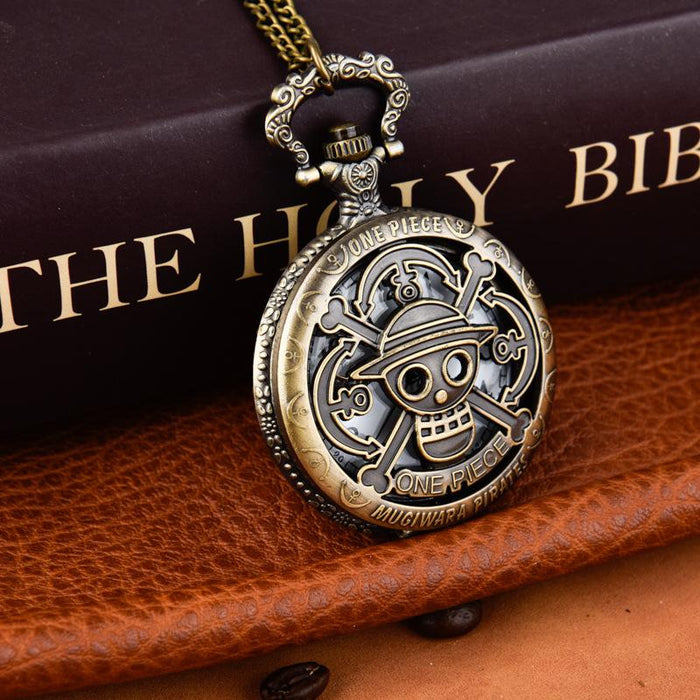 Large Thick Chain Pirate King Hollow Anchor Pocket Watch Llz23731