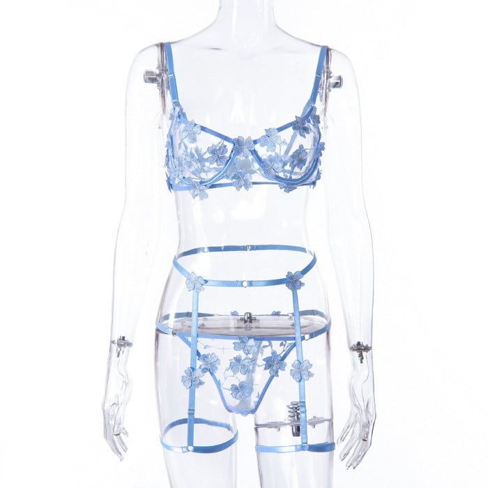 Sexy Flower Embroidered Lingerie Set Women Underwear