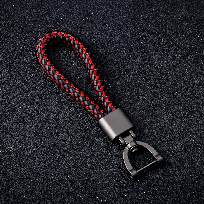 Creative Woven Leather Rope Metal Key Chain