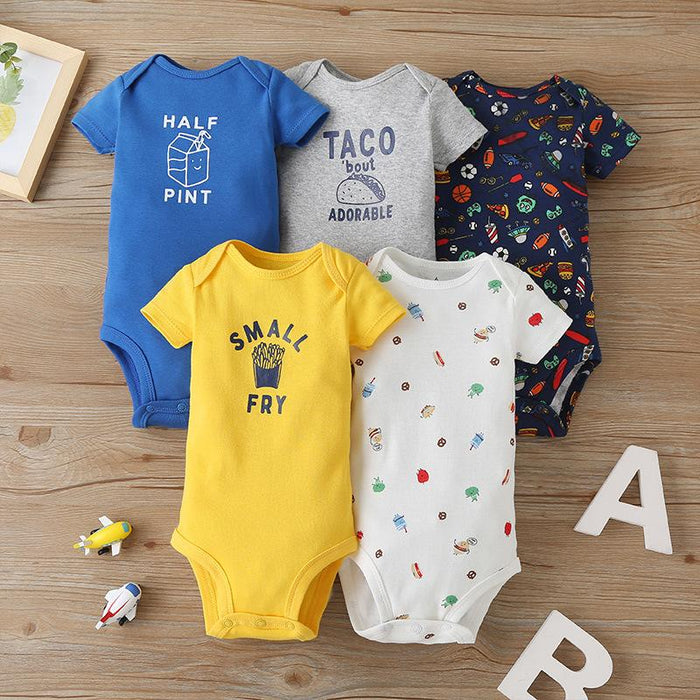 5pc Pack Cartoon Baby Summer Jumpsuit