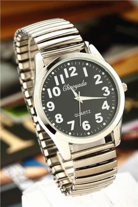 Men Watches Elastic Strap Stainless Steel Luxury Fashion Wristwatch