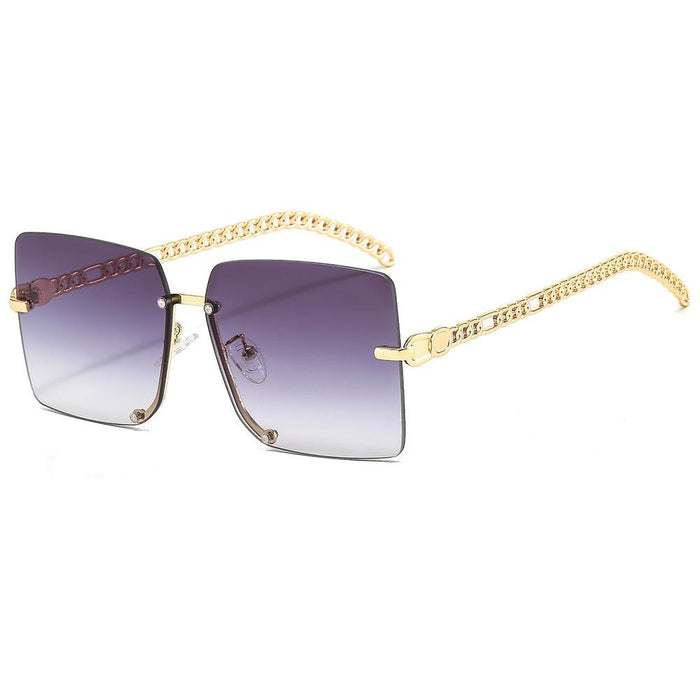 Sunglasses Women's square metal half frame sunglasses