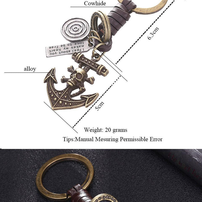 Vintage key chain punk leather metal key chain creative personality key chain